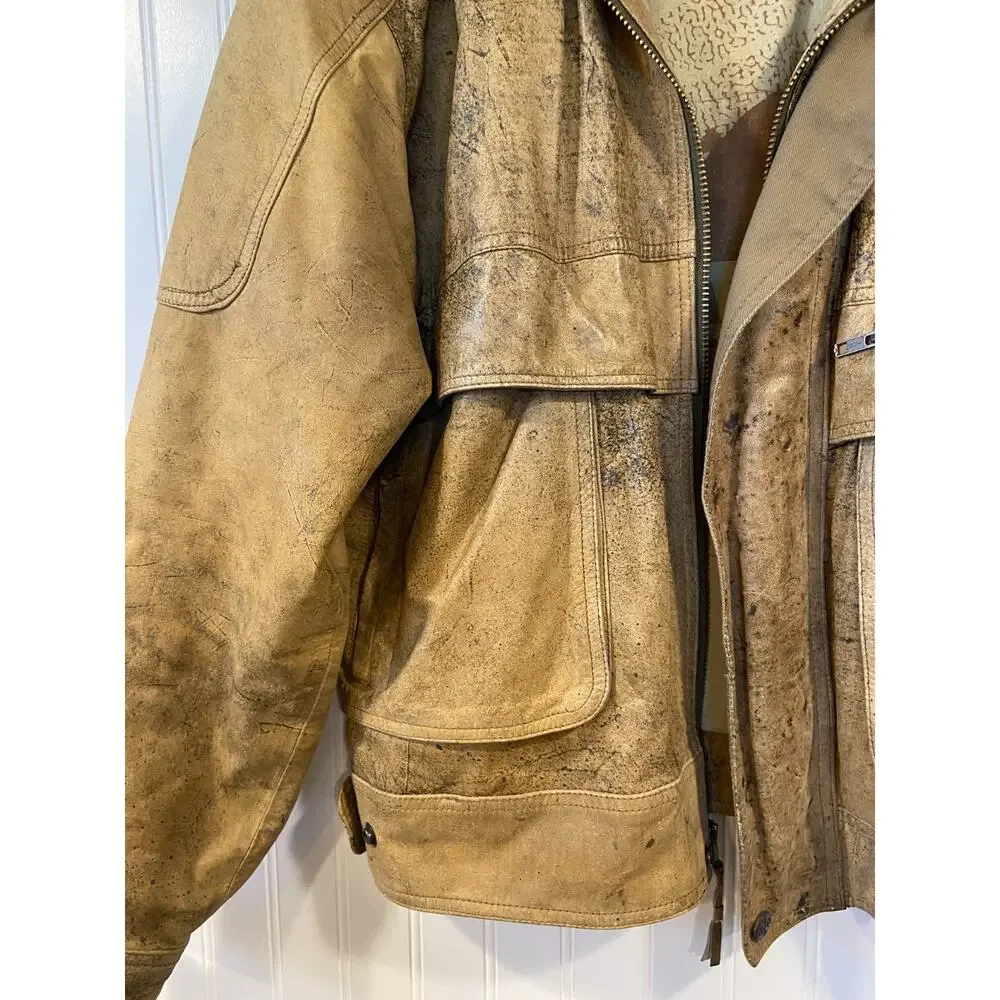 NZO New Zealand Outback Leather Bomber Jacket Men's 42 tan 100%, Vintage